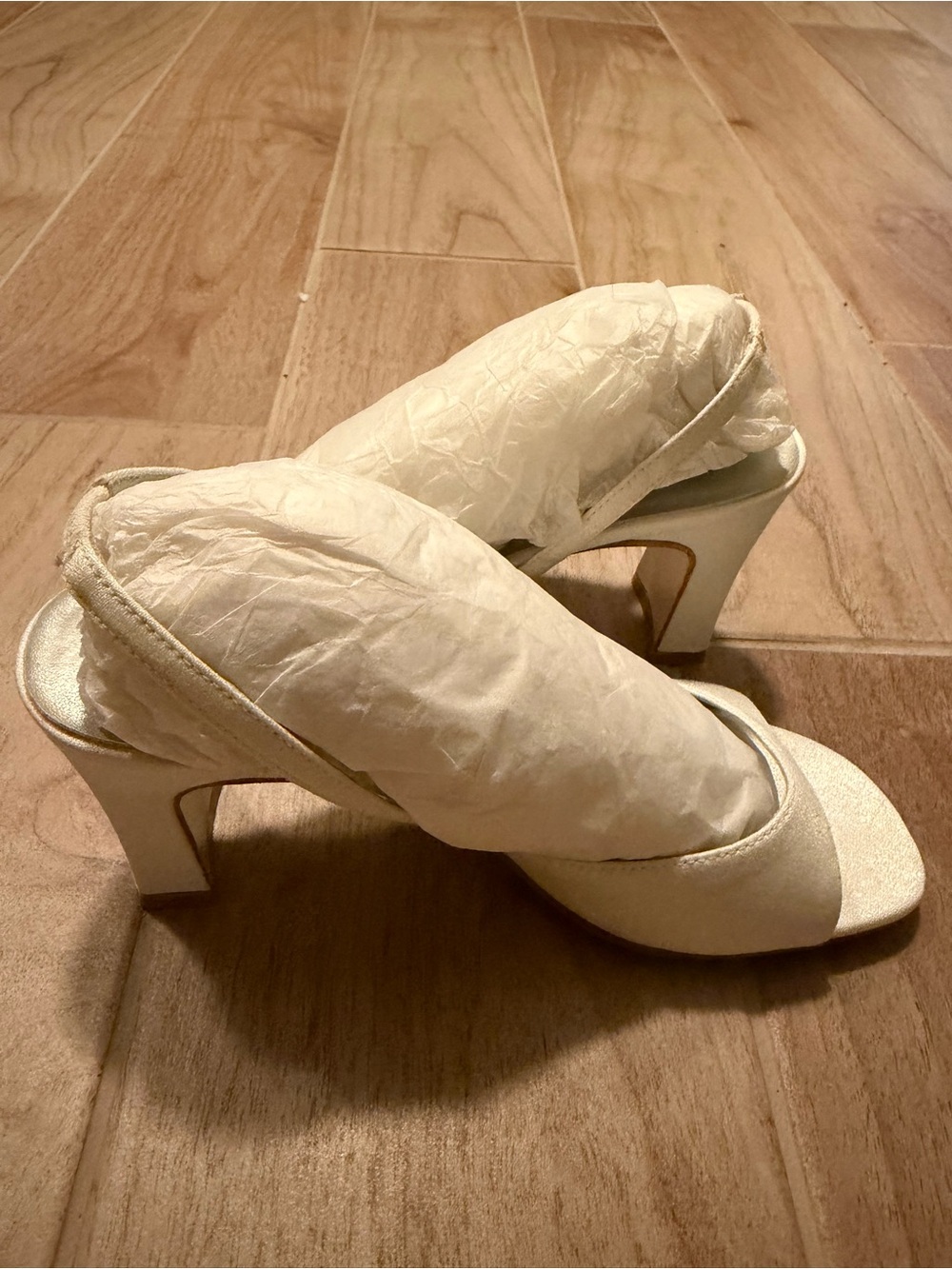 Elegant Ivory Peep-Toe Block Heel Sandals